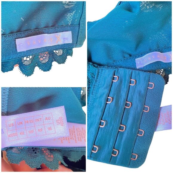 Savage X Fenty size 40 DDD Not Sorry Lightly Lined Lace Balconette Bra in Green - Picture 12 of 12